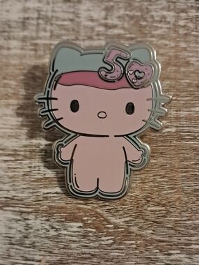 Hello Kitty Pink and Light Blue Enamel Brooch with 50 Accent